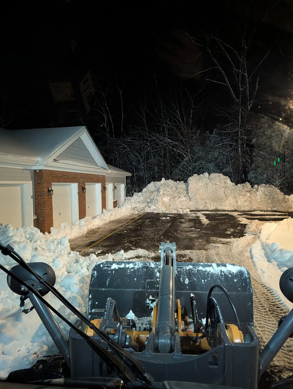 PTB snow plowing operation from loader cab